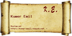 Kumer Emil névjegykártya